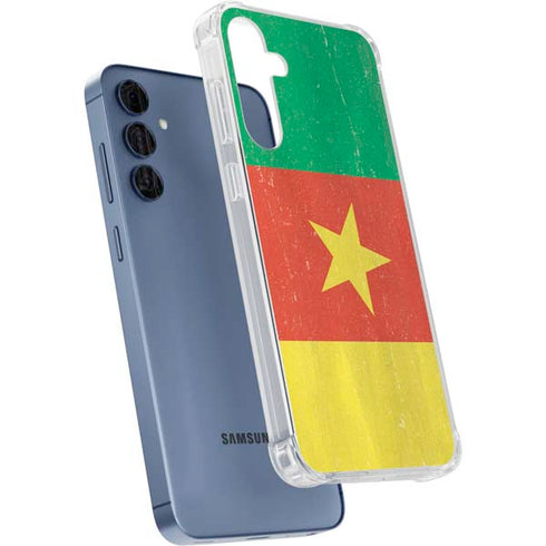 Cameroon Flag Distressed Galaxy A35 5G Clear Case